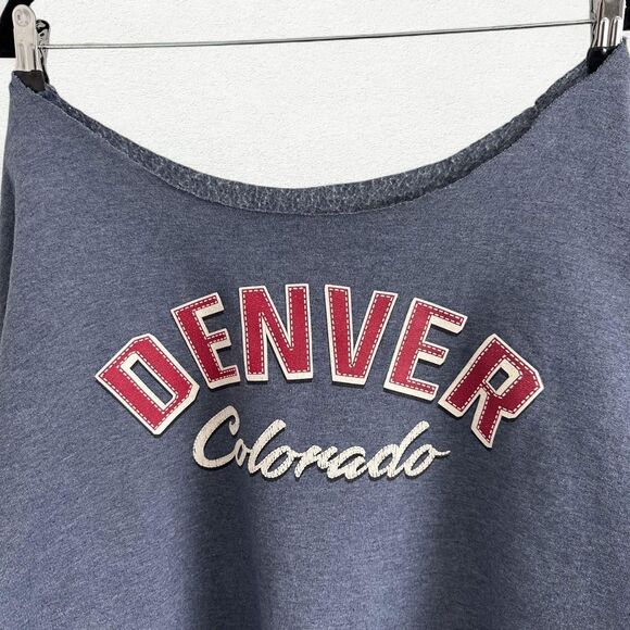 Denver Colorado Oversized Off the Shoulder Sweatshirt in Blue - Picture 5 of 7